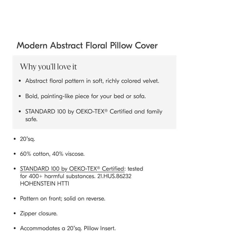 West Elm Modern Abstract Floral Pillow Cover - Picture 13 of 13